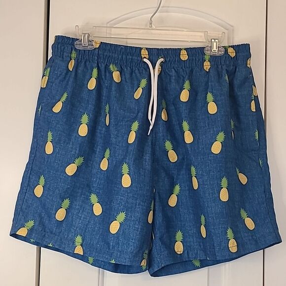 Trunks Surf & Swim Co Blue Pineapple Mens Sano Swim Shorts Size L - Picture 1 of 10